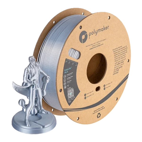 PolyLite PLA Sedoso Plata Metálico 1.75mm 1Kg