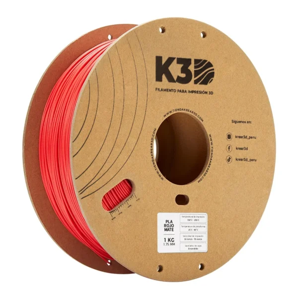 K3D PLA Rojo Mate 1.75mm 1Kg