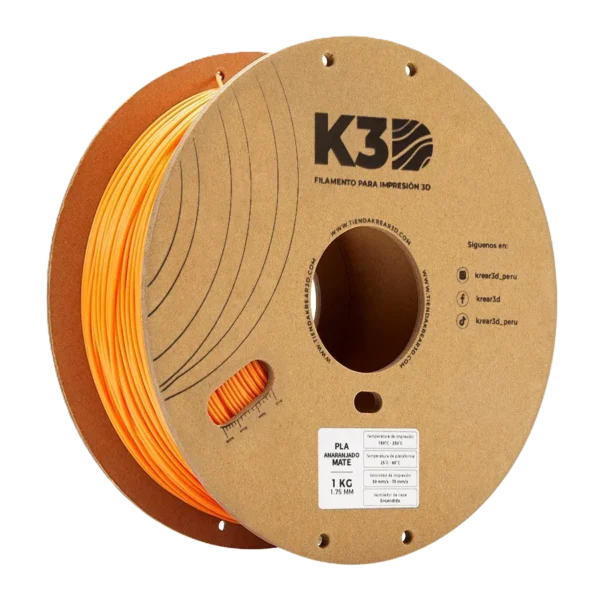 K3D PLA Anaranjado Mate 1.75mm 1Kg